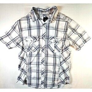 Various Artists Short Sleeve Plaid Shirt Pearl Snap - Medium